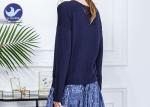 Rayon Round Neck Womens Knit Pullover Sweater Reglan Sleeves Side Slit Lady
