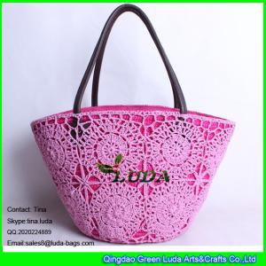 China LUDA pinke crochet bag lady straw beach tote shoulder bag wholesale
