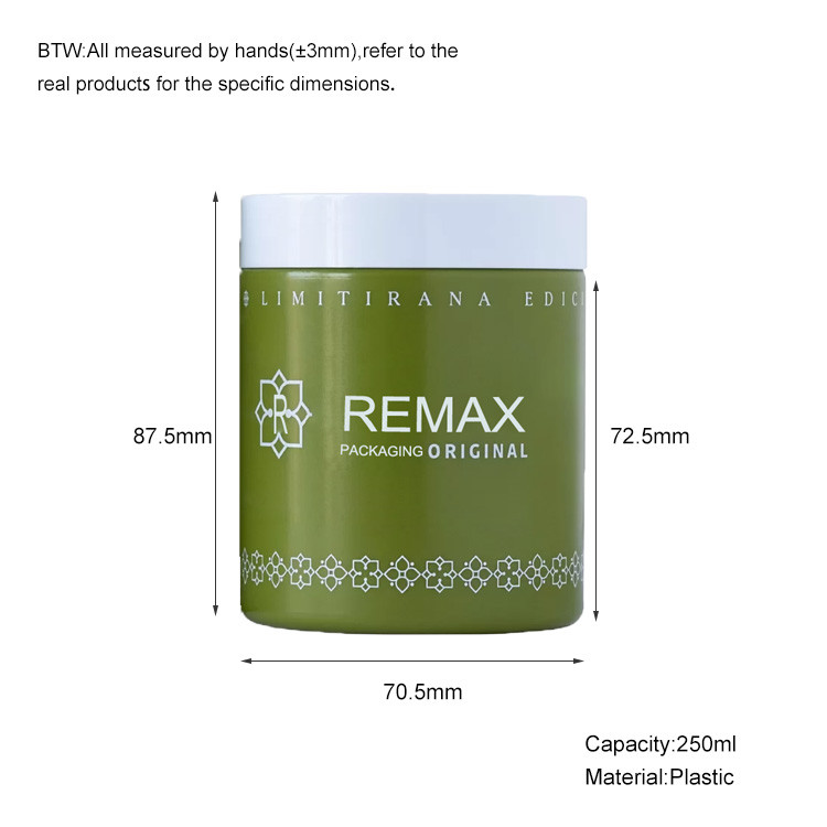 250g Plastic Cream Jar Green Matte Finish Generous Capacity Sleek White Lid