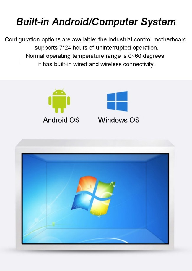 4K Ultra HD Resolution 55-inch Transparent LCD Display Cabinet for Touch Interactive Experience