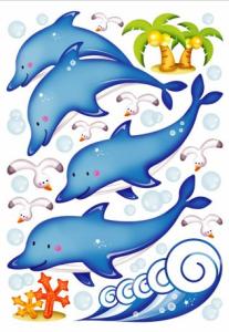 China Custom Self-adhesive Dolphin Childrens Wall Stickers 5417 wholesale