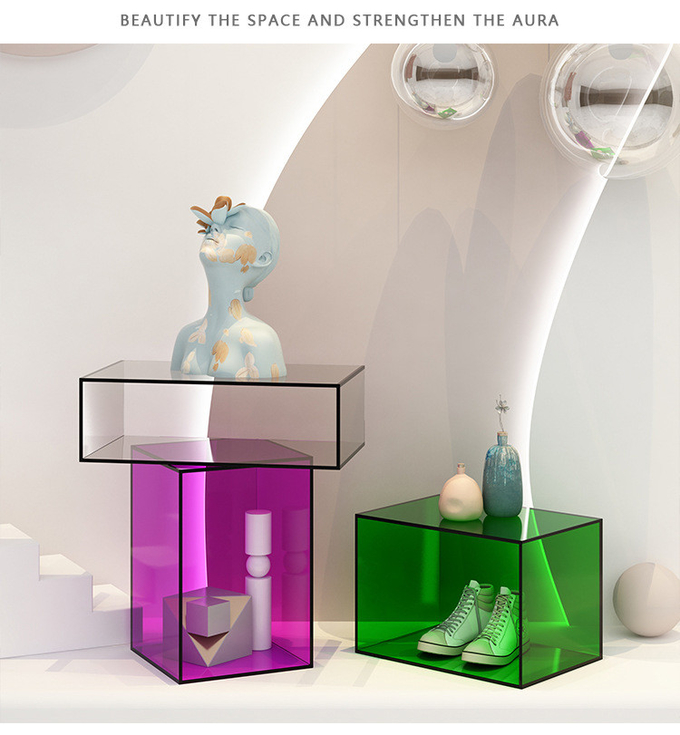 Morden Colorful Acrylic Display Box Custom Design For Window Brand Show
