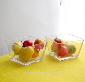 China Transparent Square Shaped Glass Salad Bowl , Crystal Salad Bowl For Home wholesale