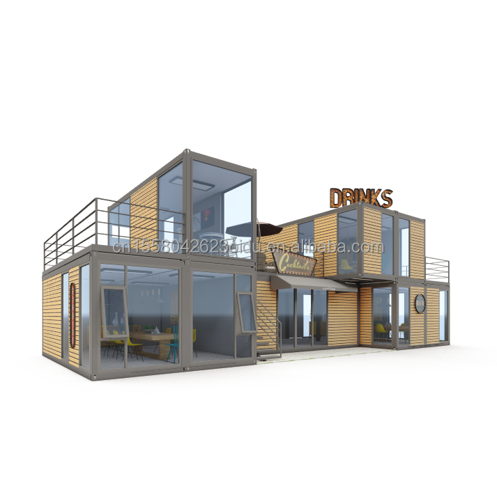 Modern Design 20ft or 40ft Food Bar Cafe Supermarket Store Container Store Customizable Flat Package Prefabricated House