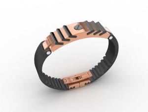 China Top Quality Europe Fashion Stainless Steel Genuine Leather Silicone Bangle Bracelet ADB4 wholesale