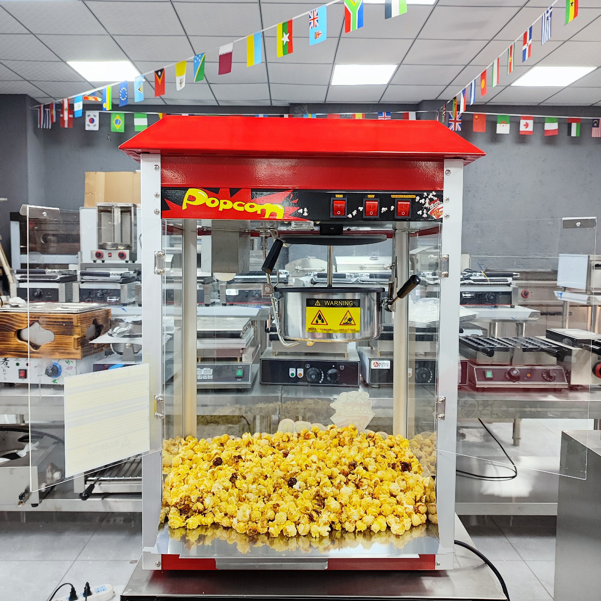 1400 Electric Snack Machine Non-stick Pot Popcorn Making Machine with Transparent Glass