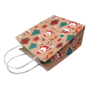 China Brown T Shirt Uncoated Paper Bags Eco Friendly With Paper Twist Rope wholesale