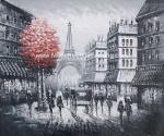 Paris Painting Black And White , Impression Palette Knife Landscape Painting