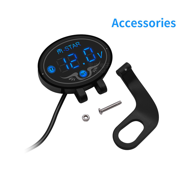 Waterproof 9V-24V LED Motorcycle Volt Meter Multifunction Yulian