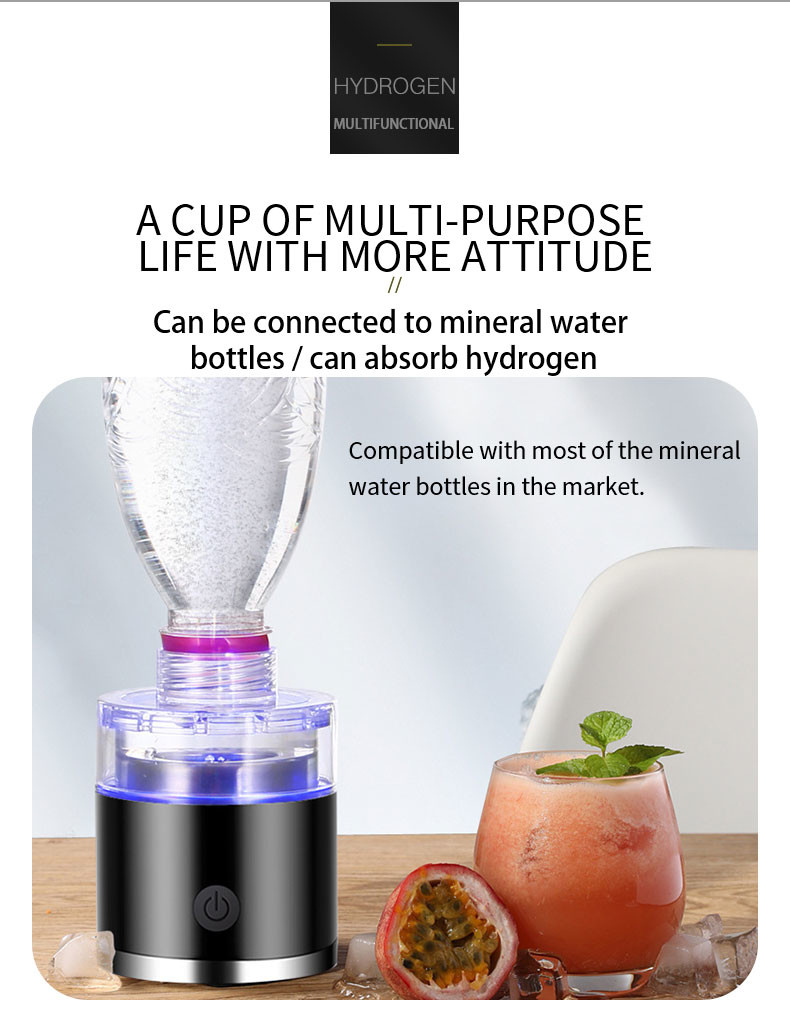 3 Minutes Automatic Electrolysis Portable Hydrogen rich water dispenser and inhaler Cup