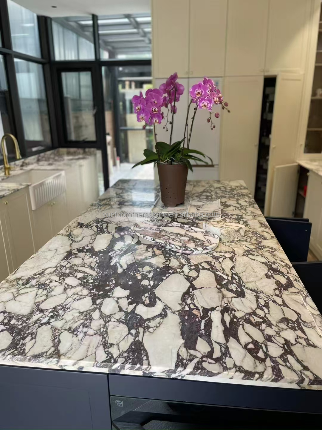 Modern Purple Calacatta Viola Marble Slabs for Villa Kitchen Countertops in Hotel