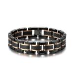Stainless Steel And Carton Fiber Bracelet Coffee Wood Beaded Men's Jewelry