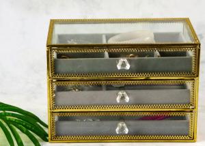 China 3-layer Drawer jewelry Box Earring ring Multifunctional gift ornaments display box Glass storage box Wholesale wholesale