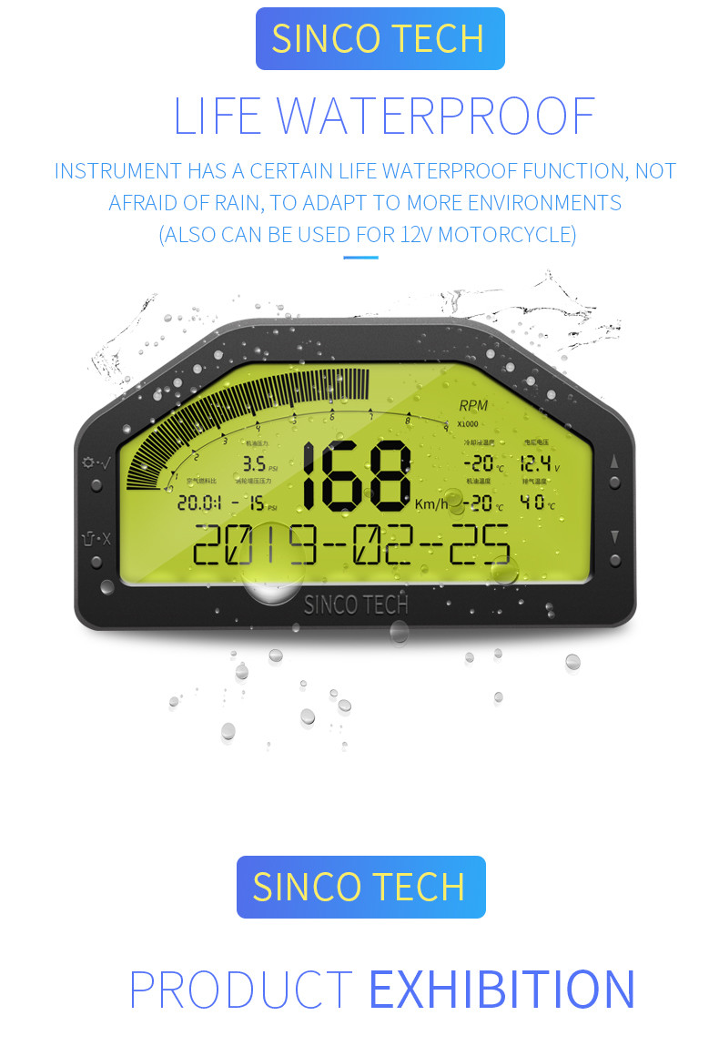 DO908 Dashboard ABS 16V DC 6.5 Inch Race Car Gauges