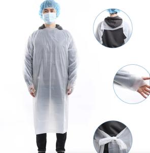 China Plastic Waterproof Long sleeved Disposable CPE Gown With thumb loop wholesale