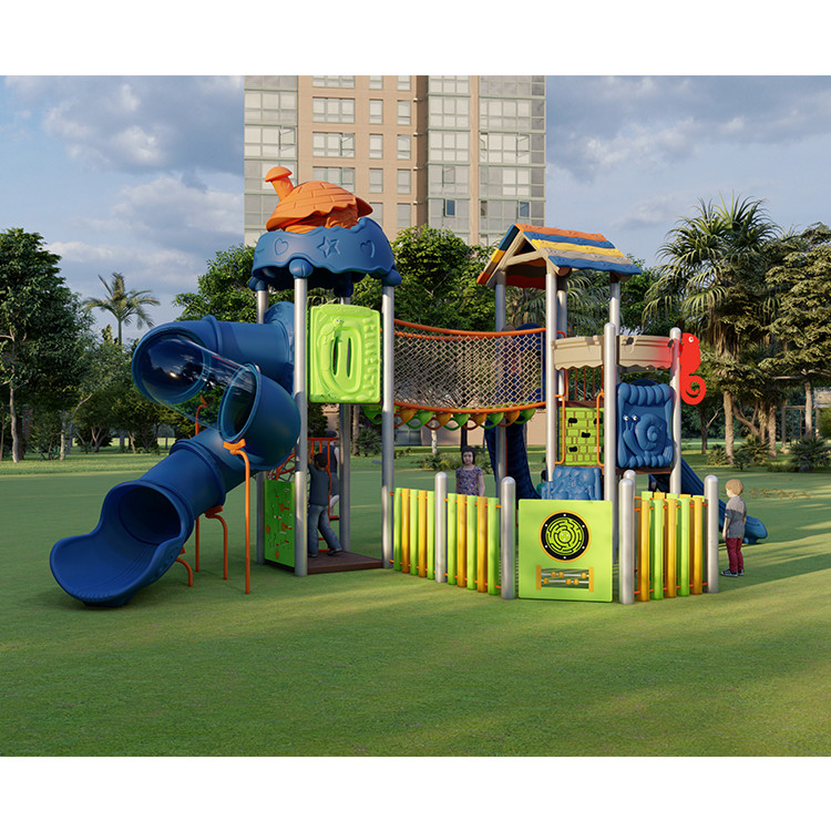 Garden Toys Plastic Kids Playground Slide With Galvanized Post