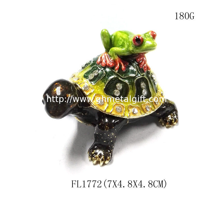 Fashion enamelled metal turtle jewelry box with turtle trinket box