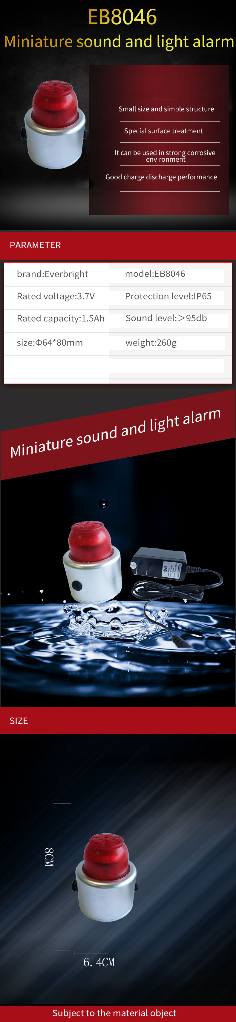 360 Degrees 1.5Ah Solar Amber Flashing Light Magnetic Rotating Beacon