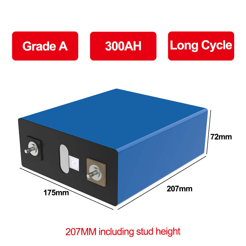 3.2V 300Ah Lifepo4 Battery Cell 4000 Cycle Life Grade A Level Standard