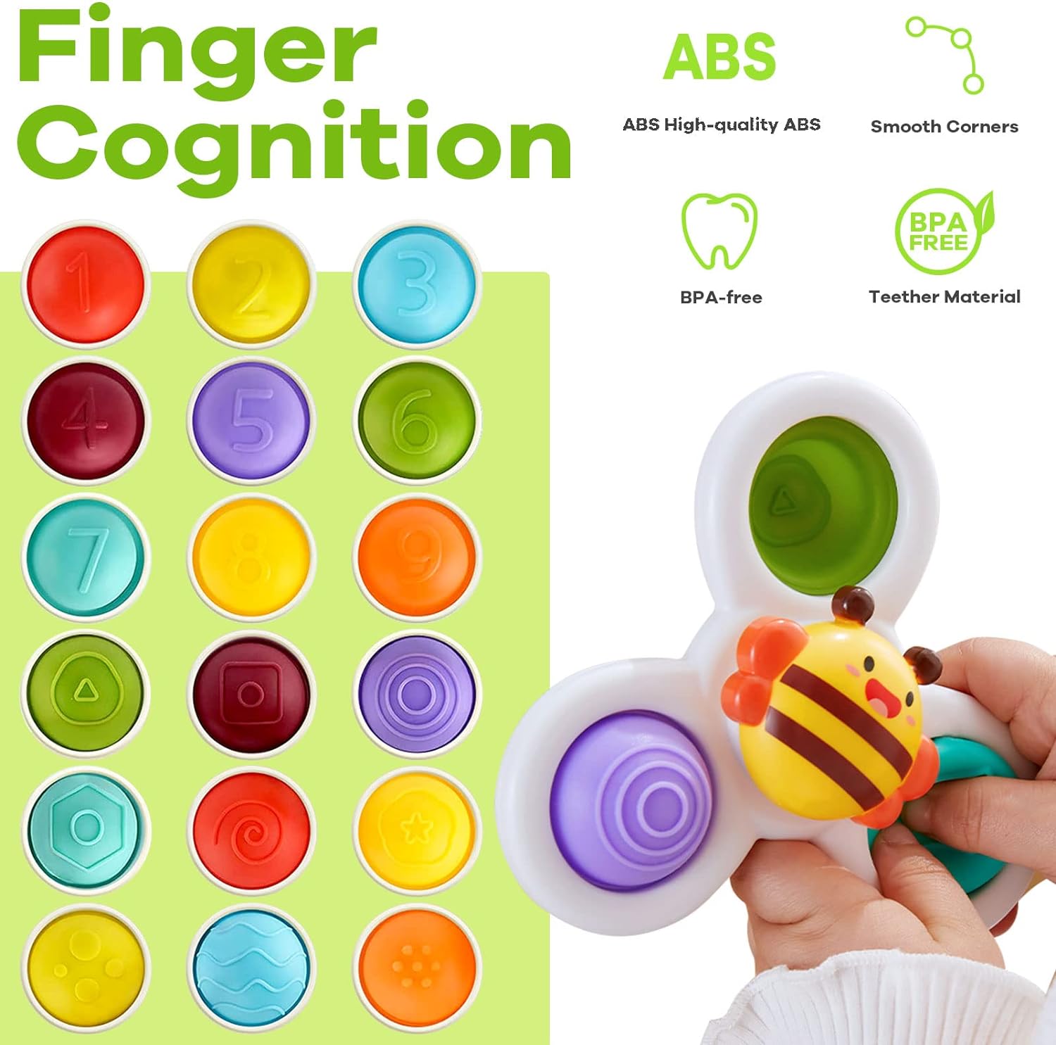1 2 3 Year Olds Suction Cup Spinner Baby Learning Sensory Toy for Toddlers Unisex Gift Idea