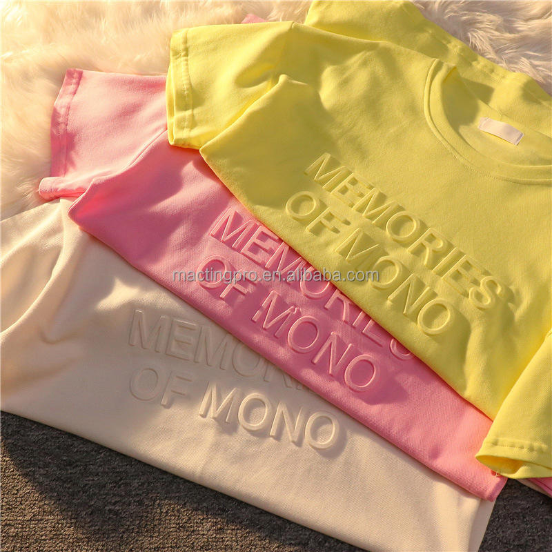 Custom 3d Emboss Print T Shirt for Men Women Embossing Printing Tee Shirt Logo Design