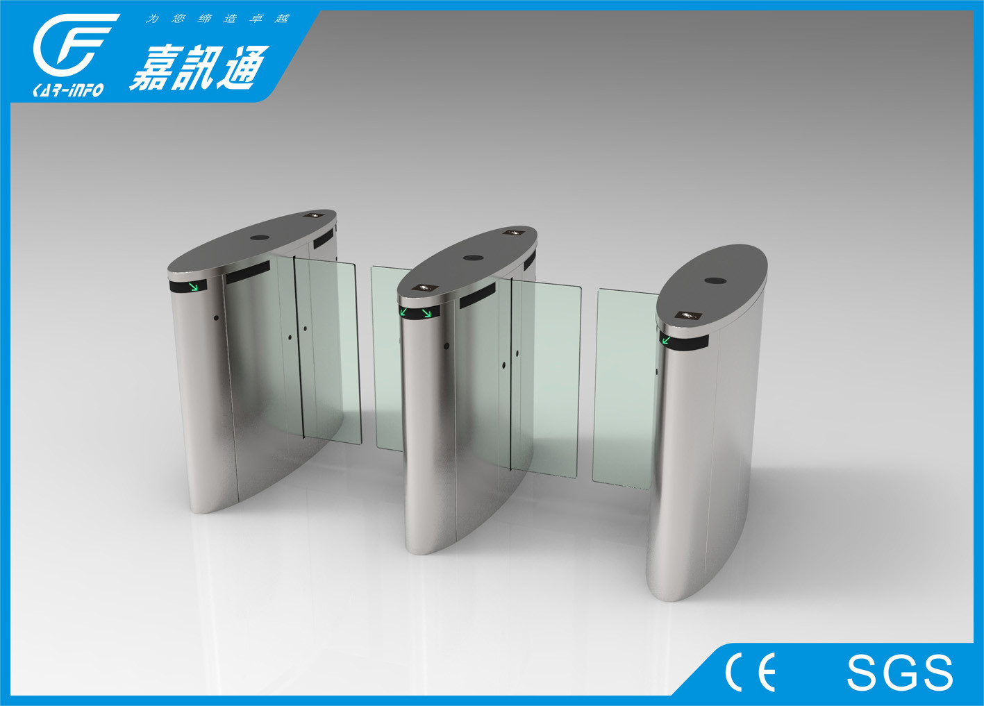 Acrylic Glass Door Swing Gate Turnstile , Waist High Turnstile 3 Million Cycles Life Span
