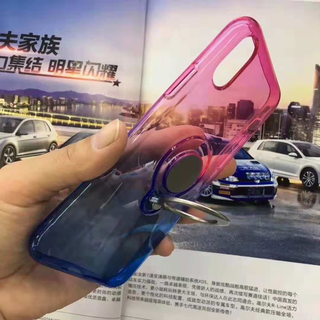 Double Color Gradient Ring Magnetic Car Mount Holder Soft TPU Case Back Cover For Oppo F5/A73/A79 R11S plus A5/A3S FINDX