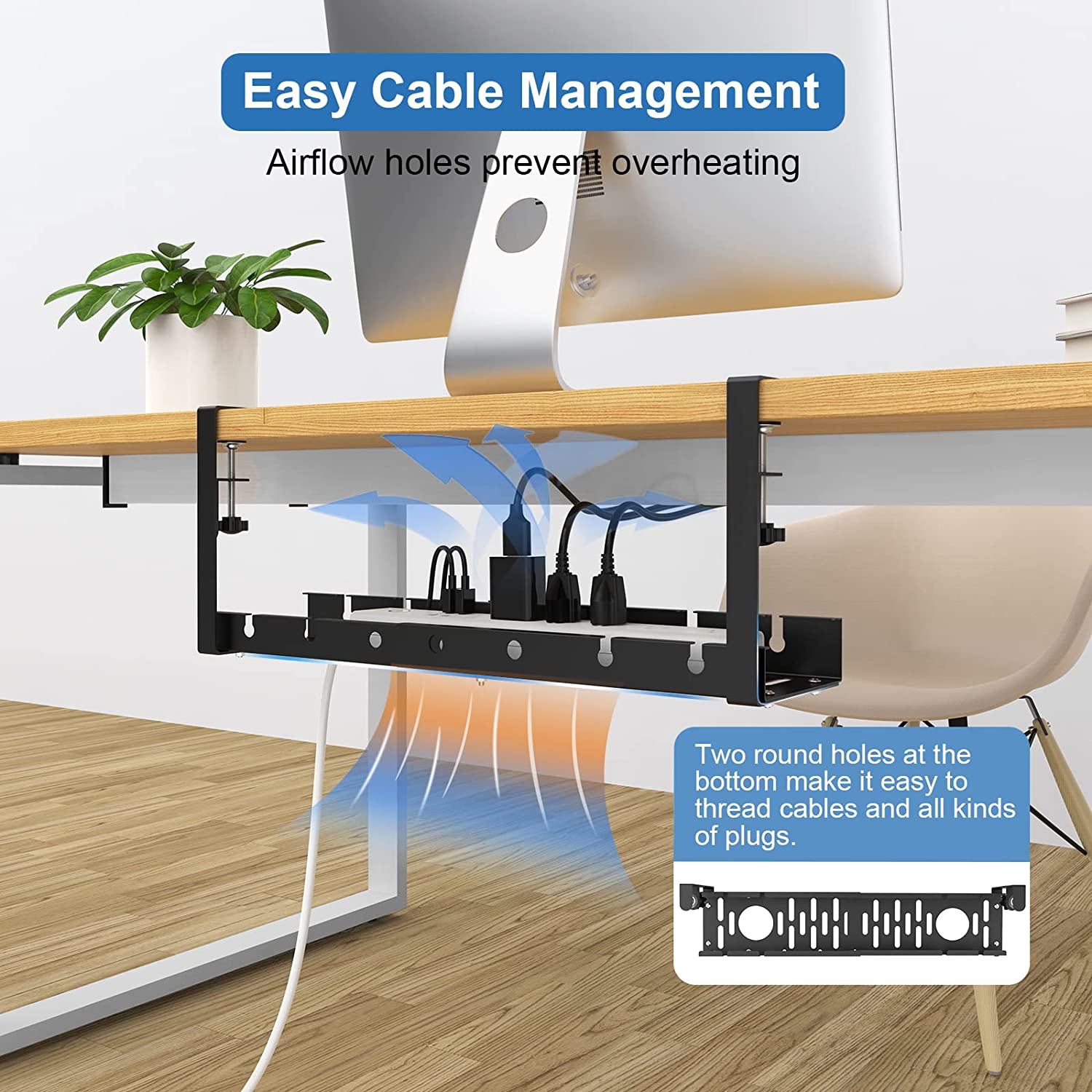 Storage Holders Racks Cable Management Tray with Multifunction Desk Cable Management Tray