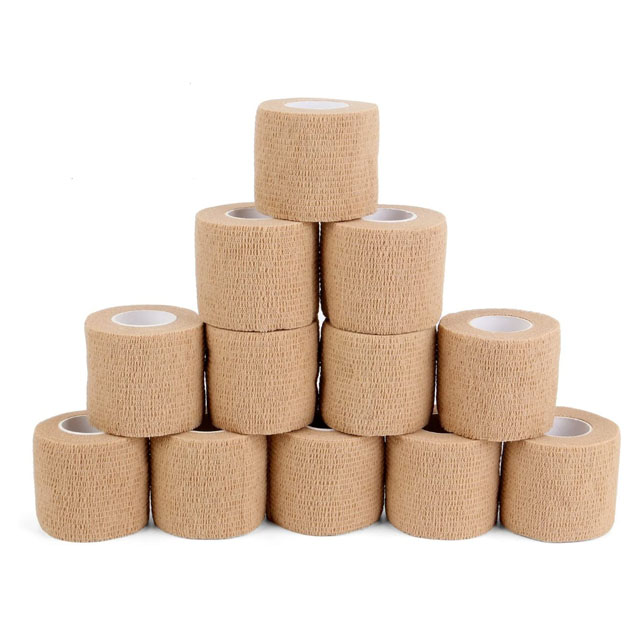 Cohesive Bandage 2" x 5 Yards, 6 Rolls, Self Adherent Wrap Medical Tape, Adhesive Flexible Breathable First Aid Gauze Ideal for
