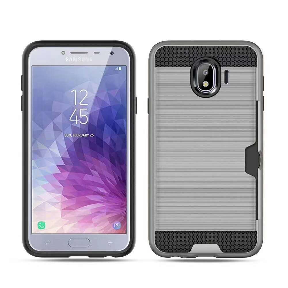 Colorful Metal Brushed with Side Card Pocket Function Protective Shell For Samsung S9 Plus NOTE8 ON7 S7 S7 Edge J7 J5