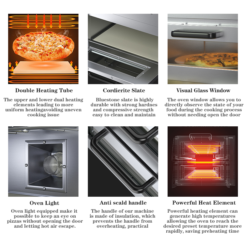 Commercial Industrial Double Deck Electric Bakery Oven 670*680*600mm 48.5KG