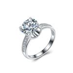 925 Sterling Silver Round Cut Brilliant Cubic Zirconia Ring Lady's Jewelry