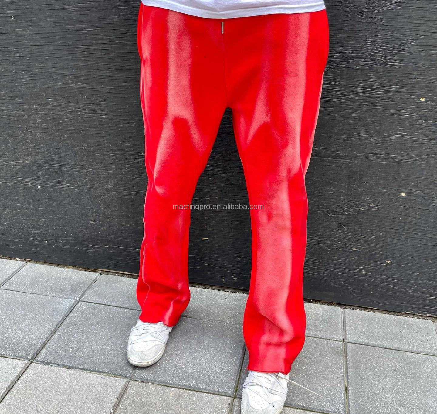 Vintage Sun Faded Washed Flare Sweatpants Men'S Anti-Pilling Cotton/Fleece Track Pants