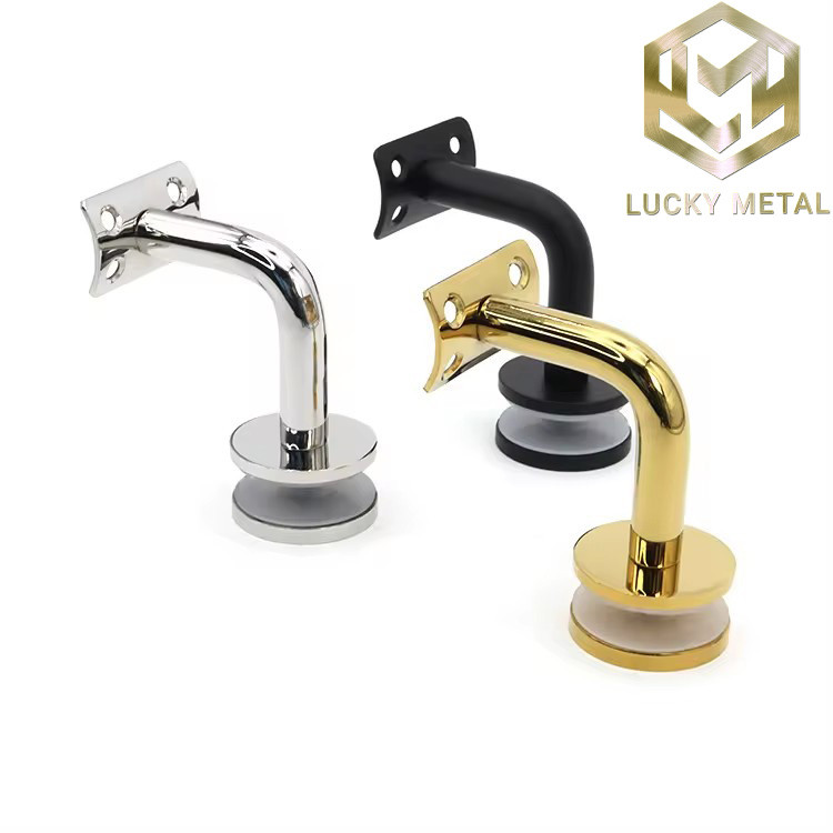 Office Glass Stair Railing Connector Glass Bracket Fitting Rose Gold Matte Black Stair Handrail Bracket