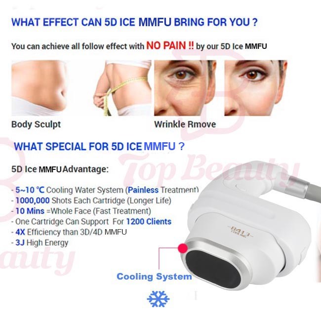 1,000,000shots 5D Ice Cooling Mmfu 4D 3D Mmfu Smas Lifting Ice Skin Care Beauty Machine