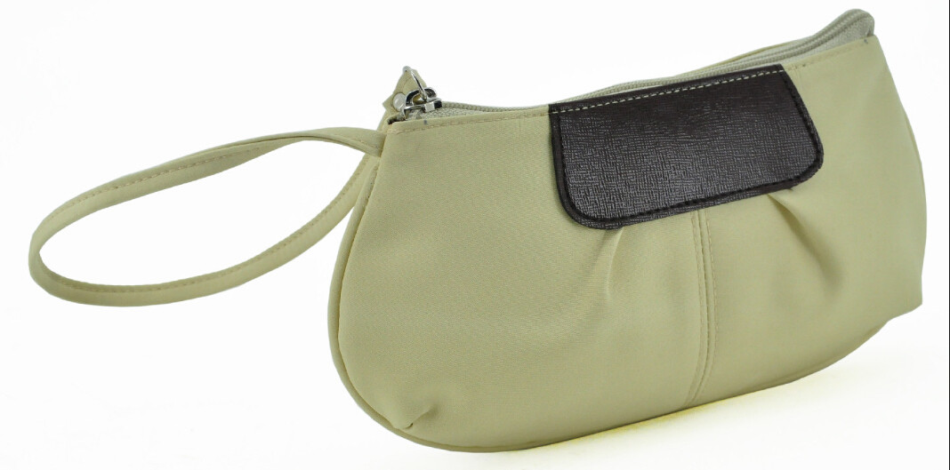 Personalized Zippered Cosmetic Bag , Wristlet Handle Makeup Clutch Bag