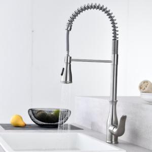 China ODM Single Mount Kitchen Faucet 18/10 Brushed Stainless Steel Faucet PEX Hose wholesale