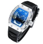 Fancy Silicone Wrist Watch , Metal Quartz Wrist Watch , Skeleton Watch dial