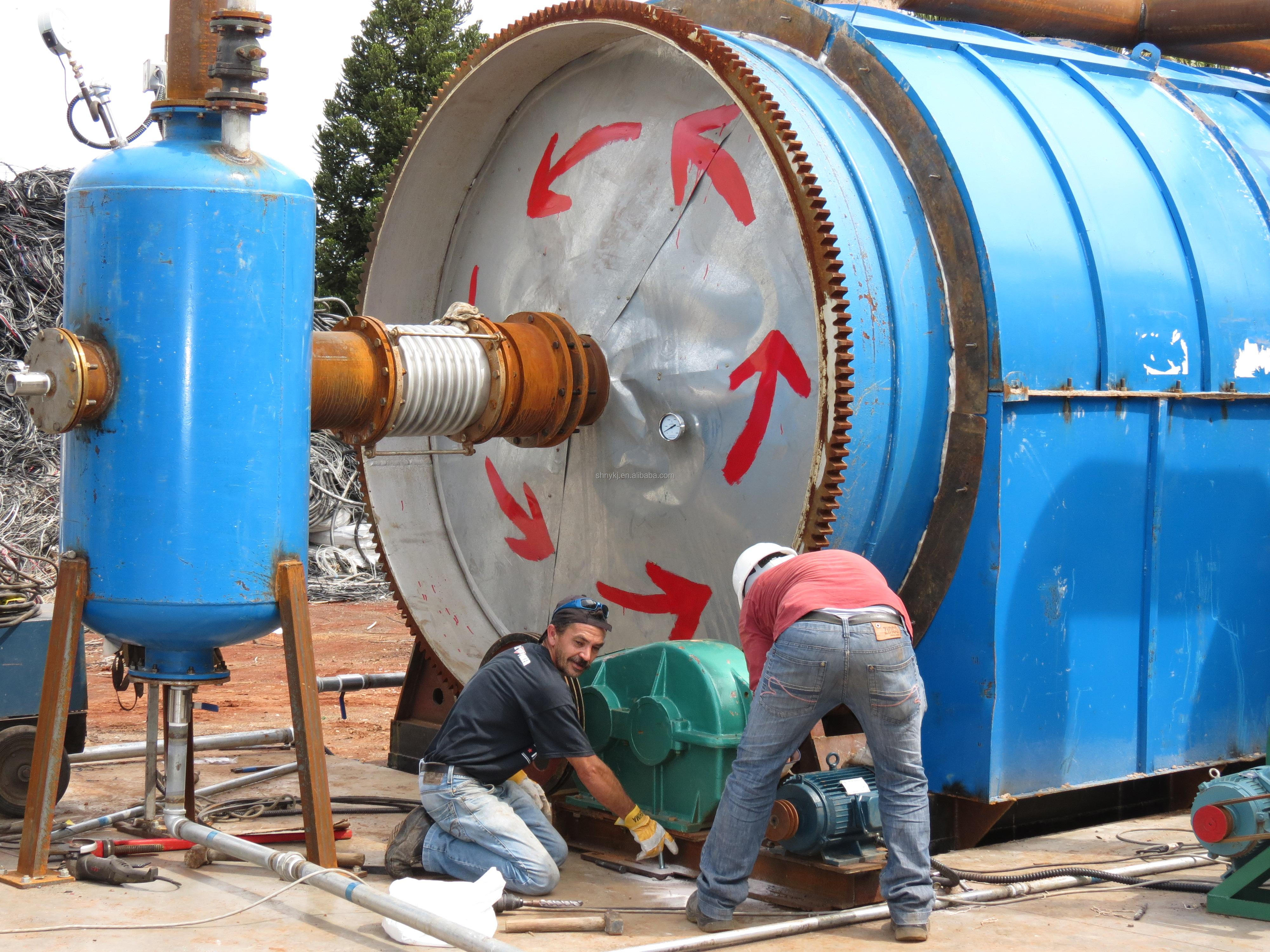 38tons Capacity Pyrolysis Waste Tire To Oil Production Line for 300sq Meter Location