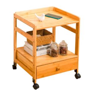 China Modern Mini Bamboo Bedside Table / Bedroom Bedside Tables With Wheels wholesale