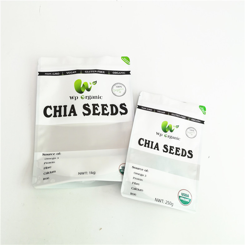 Digital Printing Chia Seeds Tea Packaging Bag Food Grade Resealable Tea Pouch With Clear Window