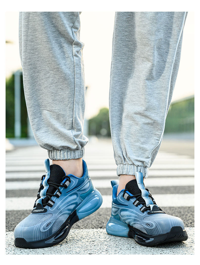 Summer Work Shoes TPU Flying Knit Work Shoes Comfortable Safety Shoes Kevlar Midsole Steel Toe TPU Sole