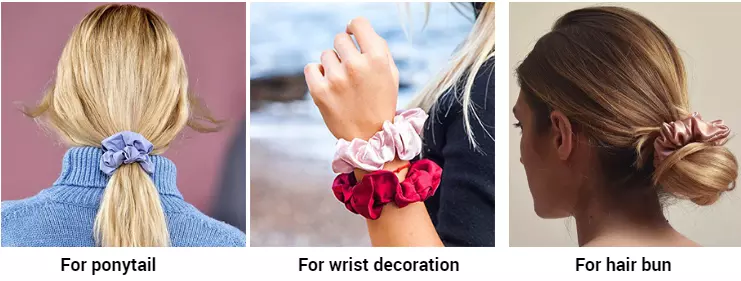Hair Bow Mulberry Silk Scrunchies Healthy Colorful 0.03kg Weight