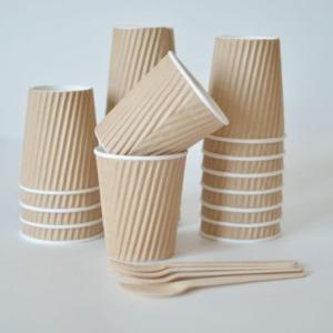 China Different Size Kraft Ripple Paper Coffee Cups Customized Logo For Hot Drinking wholesale