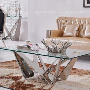 China Height 18inch Glass Top Center Table Modern Stainless Steel Coffee Table wholesale