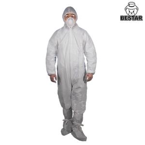 China White Disposable Protective Coveralls With Hood Spp PE Coating For Food Industry wholesale