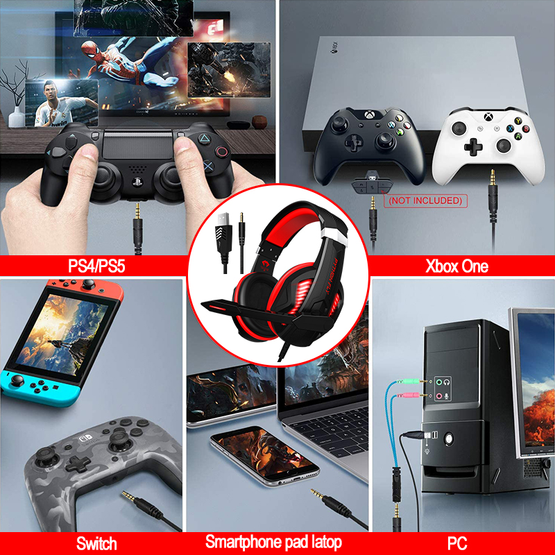 G2000 MIX Wired On Ear Headphones With Mic , 7.1 Surround Stereo Gaming Headset