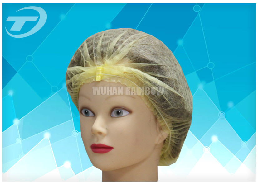 Yellow Nurse Non Woven Clip Disposable Surgical Caps With Single Elastic
