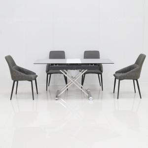 China Rectangular Maxload 200kg SS Steel Furniture Extendable Dining Table Set wholesale
