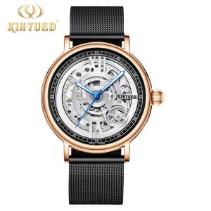 China KINYUED Brand Full Hollow Surface Skeleton Couples Stainless Steel Strap Watches Waterproof Automatic Mechanical relojes wholesale